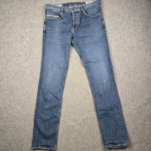 Diesel D-Eetar Tapered Jeans Womens 34x31 Blue Stretch Button Fly Italian